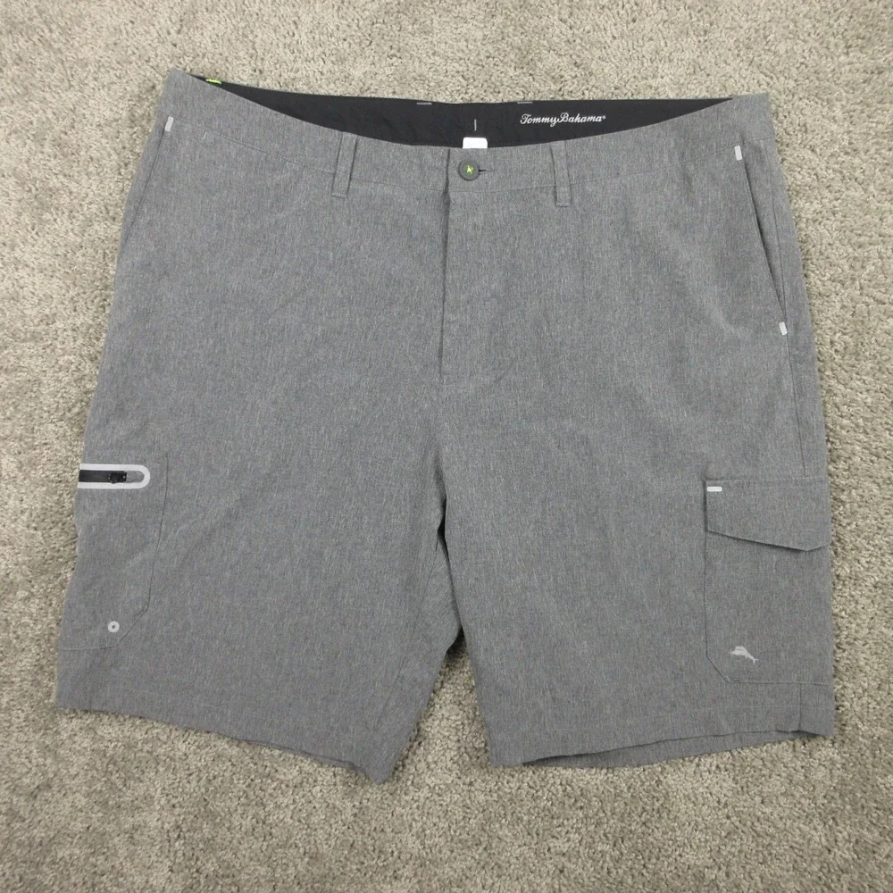 Tommy Bahama Shorts Mens 42 Gray Performance Cargo Hybrid Athletic Performance